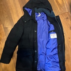 Harris Tweed フード付GEORGIAダウンコート紺の画像