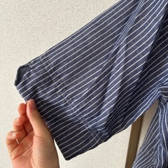 freepark ストライプブラウス 五分袖 ネイビーの画像