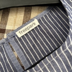 freepark ストライプブラウス 五分袖 ネイビーの画像