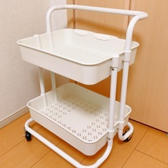 美品Melody House キッチンワゴン キャスター付き 2段 小物収納 コーナーラック 耐荷重40kg キッチンカート スチール+ABS 台所収納 収納ラック 棚 の画像