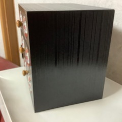 昭和レトロ　小引き出し　整理箱　有田焼　3段　木製　黒　小物入れ　和風　小箪笥の画像