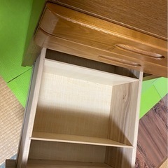 木製学習机用、サイドワゴン(天板高さ調整可、キャスター付き)の画像