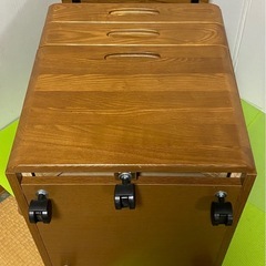 木製学習机用、サイドワゴン(天板高さ調整可、キャスター付き)の画像