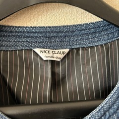 NICE CLAUP デニムジャケット ノーカラー ジップアップの画像