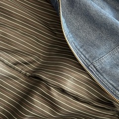 NICE CLAUP デニムジャケット ノーカラー ジップアップの画像