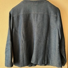 NICE CLAUP デニムジャケット ノーカラー ジップアップの画像