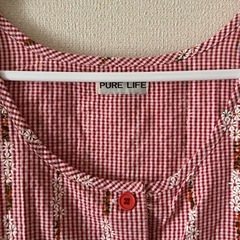 Pure life 花柄　赤　チェック　ノースリーブ　レディース　ワンピースの画像