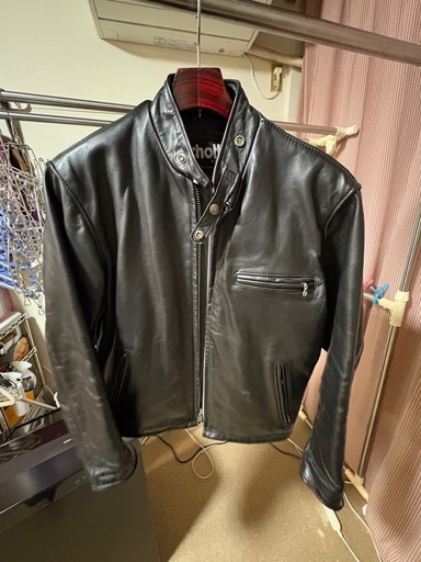 Schott ブラックレザーライダースジャケット 40