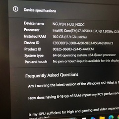 ノートパソコン 譲ります｜Core i7・16GB RAM・SSD256GB＋HDD512の画像