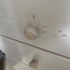 ホワイトピンク木製チェスト 5引き出しの画像