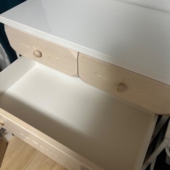ホワイトピンク木製チェスト 5引き出しの画像
