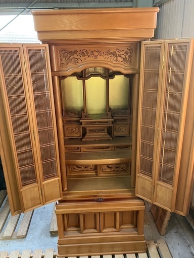 【中古】お仏壇 唐木仏壇 仏具一式