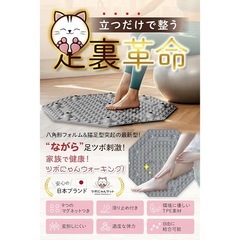 【新品】足つぼマット 指圧ボード 3段階刺激 八角形 猫足型 55㎝の画像