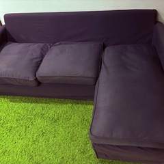 ⭐️12/10確約済み⭐️ 🌟IKEA L字ソファー ダークグレー 3人掛けカバー付き✨ふかふか座り心地＆自由にL字・カウチアレンジ◎まだまだ使えるおしゃれ中古ソファ🌼🕊️💛の画像