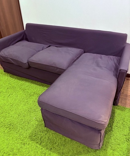 🌟IKEA L字ソファー ダークグレー 3人掛けカバー付き✨ふかふか座り