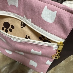 ハンドメイド　猫模様トートバッグの画像
