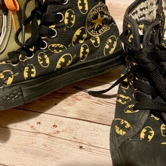コンバース オリーブグリーン バットマン柄 ハイカットシューズ 18センチの画像