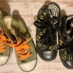 コンバース オリーブグリーン バットマン柄 ハイカットシューズ 18センチの画像