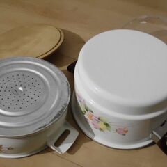 ホーロー鍋　蒸し器、おでん鍋（未使用品）の画像