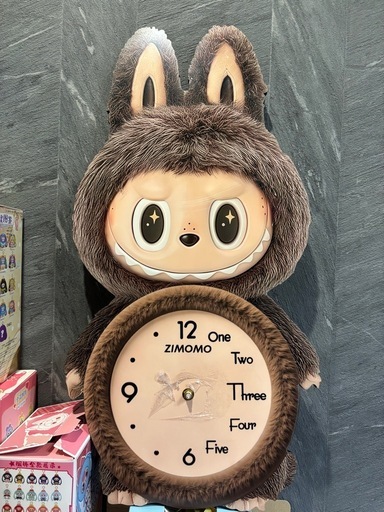 C-71 白黒ハチワレ-ペットの振子時計 THE MONSTERS-ANGEL IN CLOUDS ジモモ ぬいぐるみ POP ジモモ　掛け時計