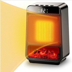 セラミックヒーター 小型 電気ストーブ 暖炉型 LEDディスプレイ表示の画像
