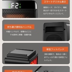 セラミックヒーター 小型 電気ストーブ 暖炉型 LEDディスプレイ表示の画像