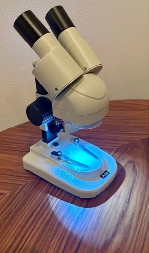 新品　顕微鏡　木箱入り　双眼　実体
