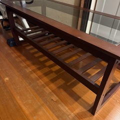 収納台付きテーブル　ローテーブル　ガラス　　センターテーブルの画像