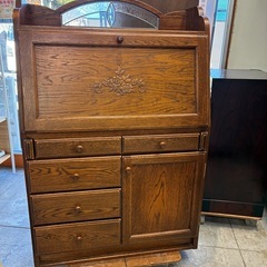 三越家具 デスク 机 カントリーハウス CPT4 ライティングデスク レリーフ 国産家具 無垢 ワークデスク 中古 家具 買取 オーク の画像