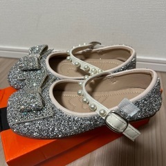 シルバー グリッター バレエシューズ　フォーマルシューズこども18.5-19cmの画像