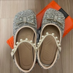 シルバー グリッター バレエシューズ　フォーマルシューズこども18.5-19cmの画像