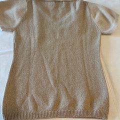 半袖ニット（ゴールドラメ入り、ファー付き）の画像