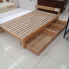 ★リユースのサカイ日立店★HJ8382  ベッド（引き出し付き） ナチュラルブラウン H58×D198×W121.5 クリーニング済み の画像