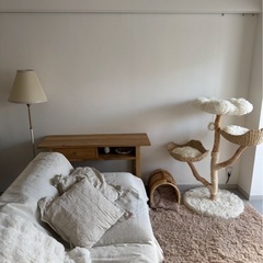 チーク総無垢材 デスク 1dr / パソコンデスク 作業台 ナチュラル 木製 W110cm 真鍮取っ手の画像