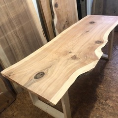 お買い得 212cm 一枚板ダイニングテーブル 近場配送無料の画像