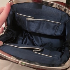 ヴィンテージ ハンドバッグ ベロア アンティーク ネイビーの画像