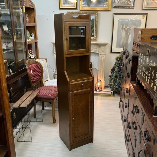 中古　三越家具ブルージュ　スリムキャビネット　カントリースタイル　天然木オーク突板　公田店