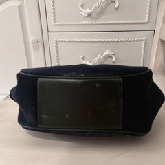 ヴィンテージ ハンドバッグ ベロア アンティーク ネイビーの画像