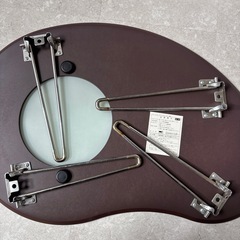 折りたたみテーブル　ブラウン 木目調　ガラス　ジャパンディの画像