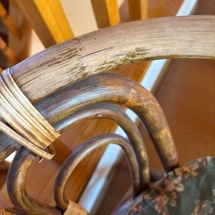 ガラステーブル　ラタン　椅子セットの画像