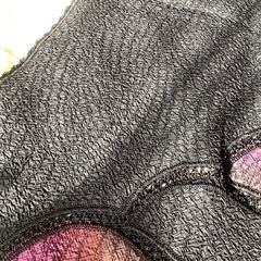 昭和レトロ　ショール　マフラー　レース　縮緬風　ブラック　リボン刺しゅうの画像