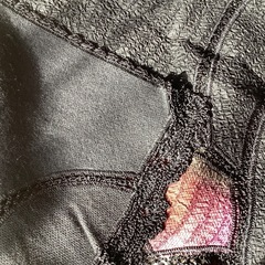 昭和レトロ　ショール　マフラー　レース　縮緬風　ブラック　リボン刺しゅうの画像