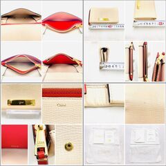 【❗️✨プレゼントにもおすすめ✨❗️】美品　Chloé（クロエ）二つ折り財布 ベージュ×レッド 上品レザーウォレット✨の画像