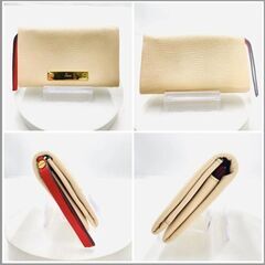 【❗️✨プレゼントにもおすすめ✨❗️】美品　Chloé（クロエ）二つ折り財布 ベージュ×レッド 上品レザーウォレット✨の画像