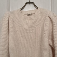 mystic パフスリーブ リブ編みニットの画像