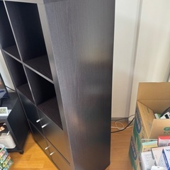 IKEA KALLAX 木製ラック ダークブラウン 8段 扉×4の画像