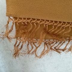 美品　加賀染め　ショール　マフラー　正絹　シルク　伝統技法　山吹色　黄金色の画像