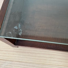 サイドテーブル ダークウッドガラス天板 ローテーブルの画像