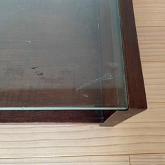 サイドテーブル ダークウッドガラス天板 ローテーブルの画像