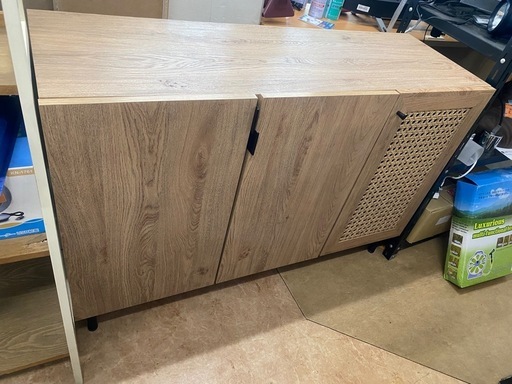 LOWYA ロウヤ 収納棚 キャビネット リビング収納 扉付き おしゃれ ラタン調 幅120cm　リサイクルショップ宮崎屋佐土原店R7.11.23